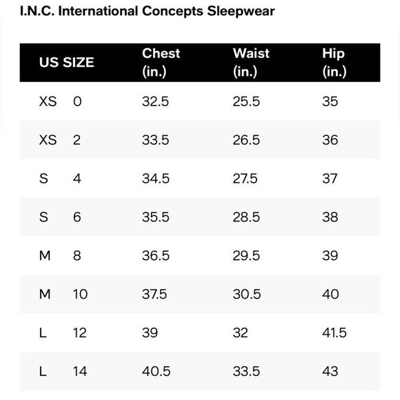 INC Core Fixture Deep Black Pajamas Size Medium - Picture 5 of 5